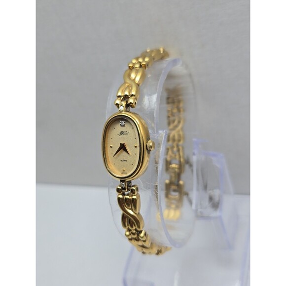 Vintage Jacques Prevard Womens Gold Tone Diamond Oval Bracelet Watch New Battery main image 7